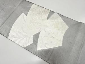 地紙に菊・桔梗・笹模様織り出し　袋帯
